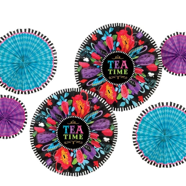 Amscan Mad Tea Party Paper Hanging Decoration (Pack of 6) Multicoloured One Size