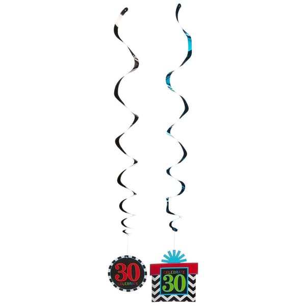 Amscan Swirl 30th Hanging Decoration (Pack of 12) Multicoloured One Size