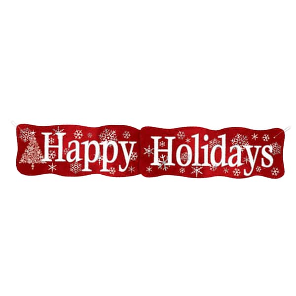 Unique Happy Holidays Snowflake Christmas Banner Red/White One Size