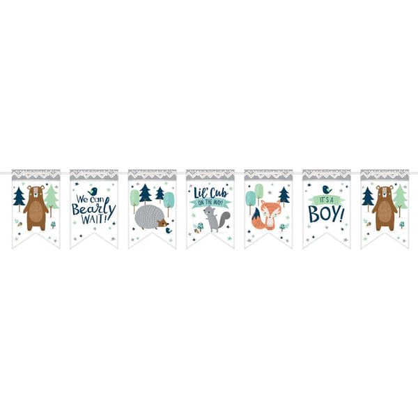 Amscan Bear ly Wait Pennant Baby Shower Banner White/Grey One Size