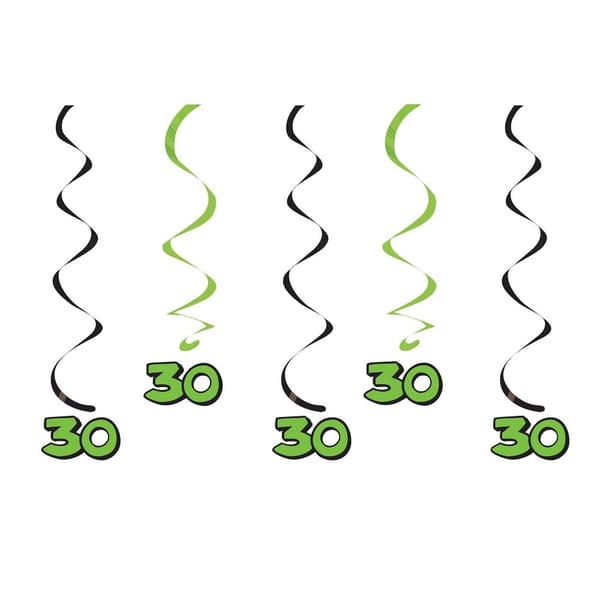 Creative Party 30th Birthday Hanging Decoration (Pack of 5) Green/Black One Size