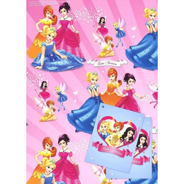 Gem Fairies Gift Wrap And Card (Pack of 4) Multicoloured One Size