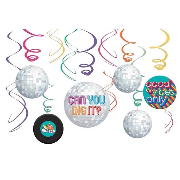 Amscan Good Vibes Swirl Hanging Decoration (Pack of 12) Multicoloured One Size