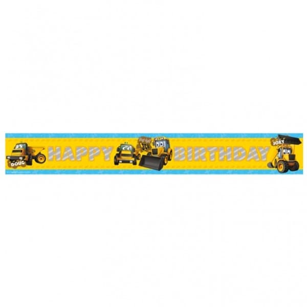 My 1st JCB Foil Construction Vehicles Happy Birthday Banner Yellow/Blue One Size
