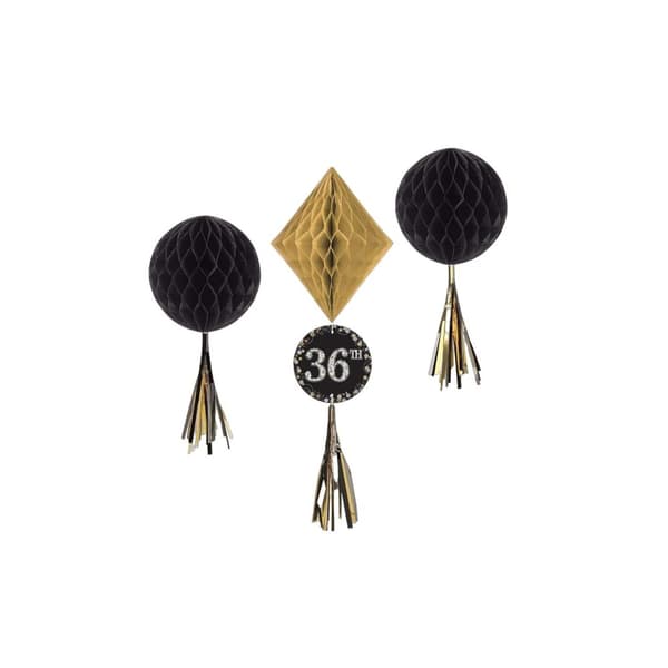 Amscan Customizable Honeycomb Hanging Decoration (Pack of 3) Black/Gold One Size