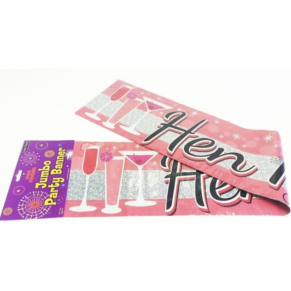 Eurowrap Hen Night Wall Banner (Pack of 3) Pink/Silver One Size