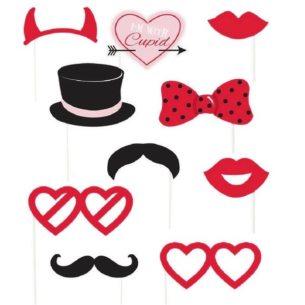 Unique Party Alla hjärtans dag-rekvisita i plast (10-pack) Red/Black/Pink One Size