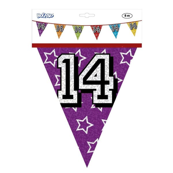 Boland Holographic 14th Birthday Banner Multicoloured One Size