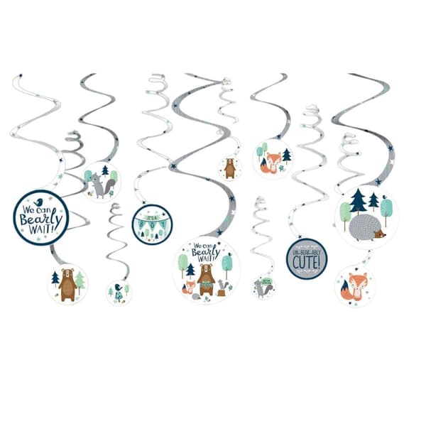 Amscan Bear ly Wait Swirl Baby Shower Hanging Decoration (Pack of 12) Multicoloured One Size