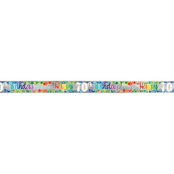 Unique Party Foil Rainbow Stars 70th Banner Multicoloured One Size