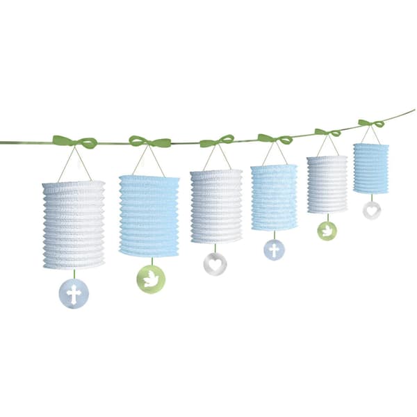 Amscan Paper Lantern Christening Garland Blue/Green/White One Size