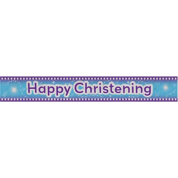 Amscan Holographic Christening Banner Purple/Blue/White 2.7m