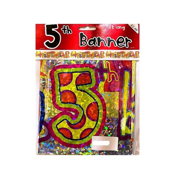 Polka Dot 5th Birthday Banner Multicoloured One Size