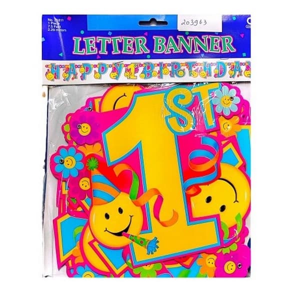 Amscan Letters 1st Birthday Banner Multicoloured One Size