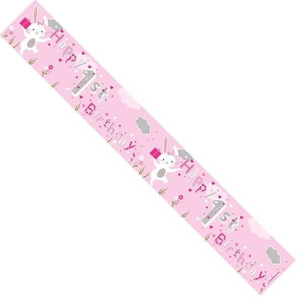 Apac Elephant 1st Birthday Banner (Pack of 12) White/Pink One Size