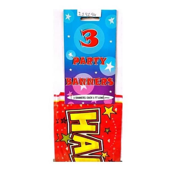 Stars 3rd Birthday Banner (Pack of 3) Red/Yellow One Size