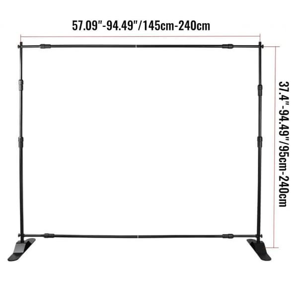 8x8FT steg och upprepa bannerstativ för olika tillfällen, justerbar höjd/bredd, snabb/problemfri montering, lätt att förvara/bära