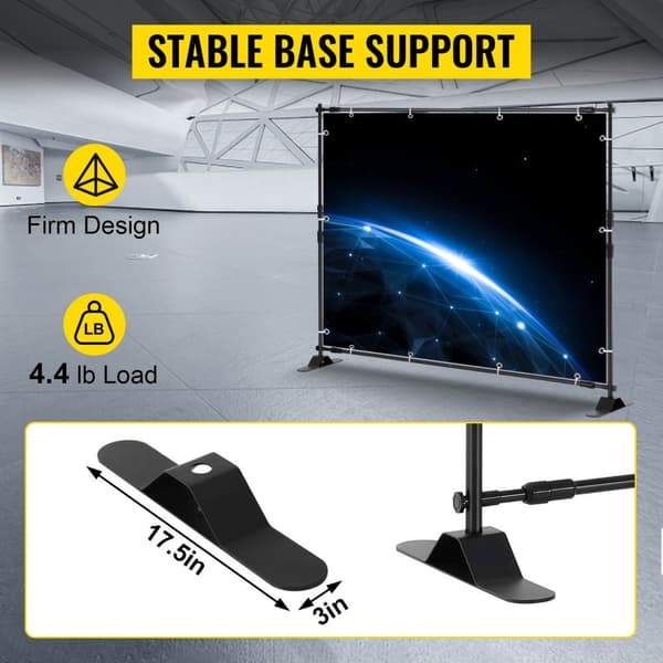 10x8FT steg och upprepad bannerstativ för olika tillfällen, justerbar höjd/bredd, snabb/problemfri montering, lätt att förvara/bära