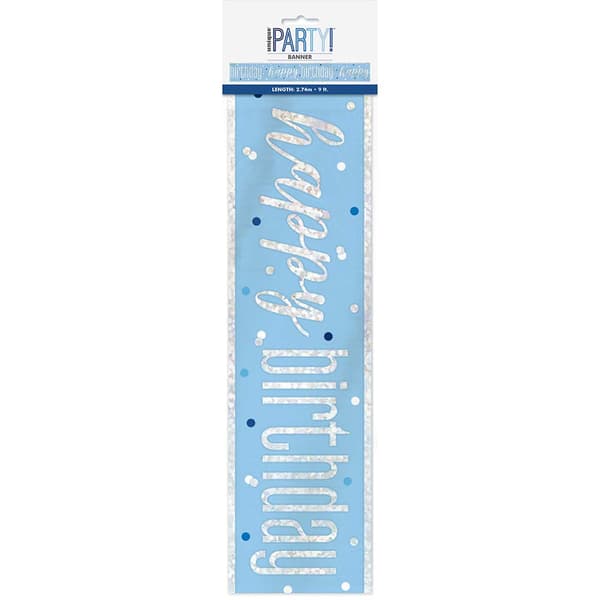 Unique Party Foil Prismatic 90th Banner Blue/Silver One Size