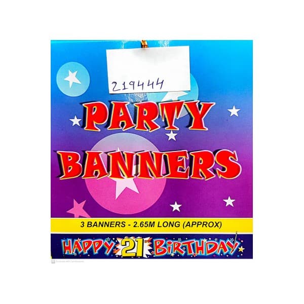 The Expressions Factory 21st Birthday Banner (Pack of 3) Multicoloured One Size