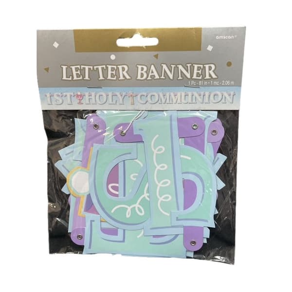 Amscan Letter First Holy Communion Banner Green/Purple One Size