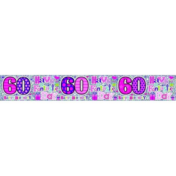 Creative Party 60th Birthday Wall Banner Multicoloured/Pink One Size