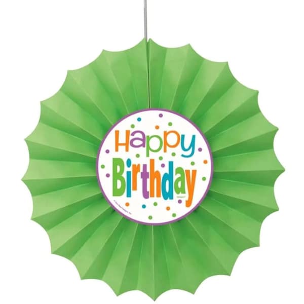 Unique Party Tissue Paper Polka Dot Birthday Fan Decoration Green/White One Size