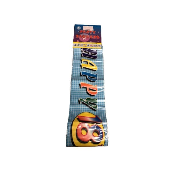 Checked 18th Banner (Pack of 3) Blue/Multicoloured One Size