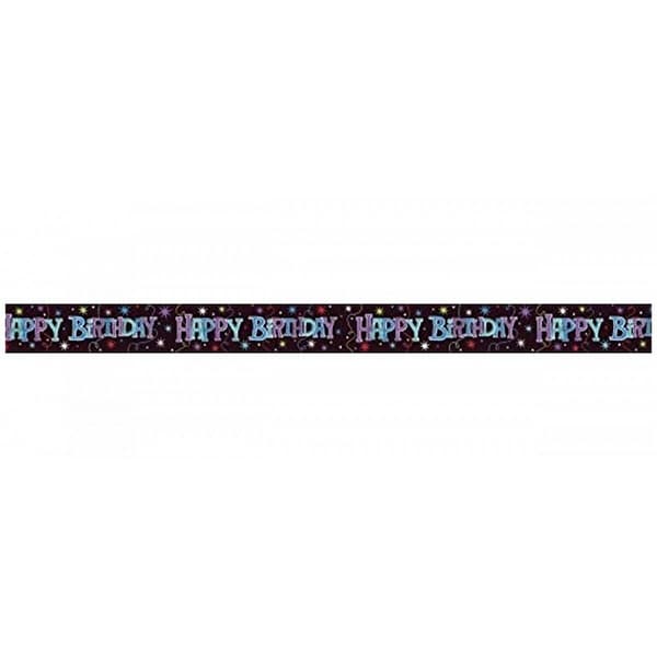 The Party Continues Happy Birthday Banner Black One Size