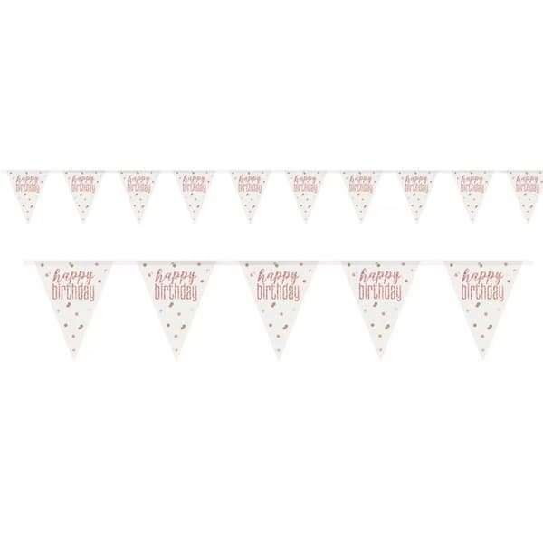 Unique Party Plastic Pennant Happy Birthday Banner Rose Gold One Size