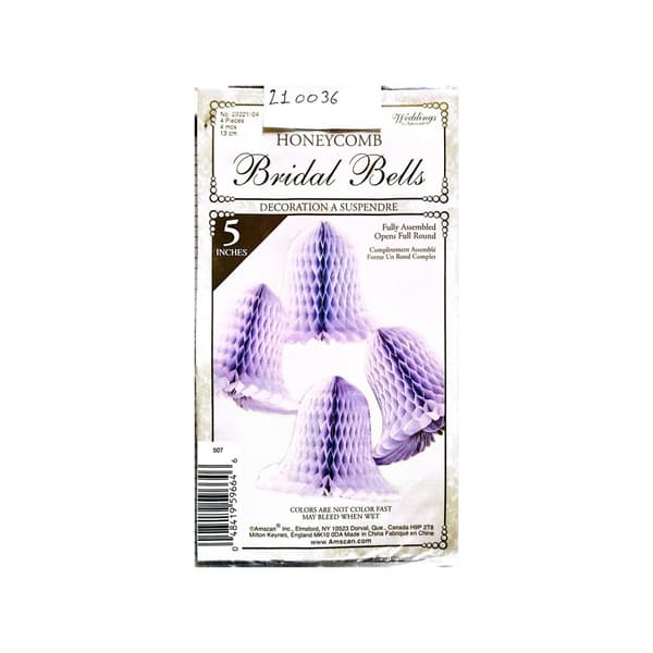 Amscan Honeycomb Bell Bridal Hanging Decoration (Pack of 4) Violet One Size