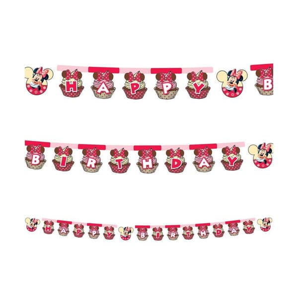 Disney Cupcake Minnie Mouse Happy Birthday Banner Pink One Size
