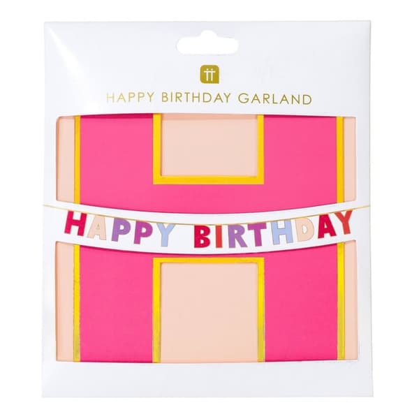 Happy Birthday Girlang Rosa Banner Grattis på Födelsedagen