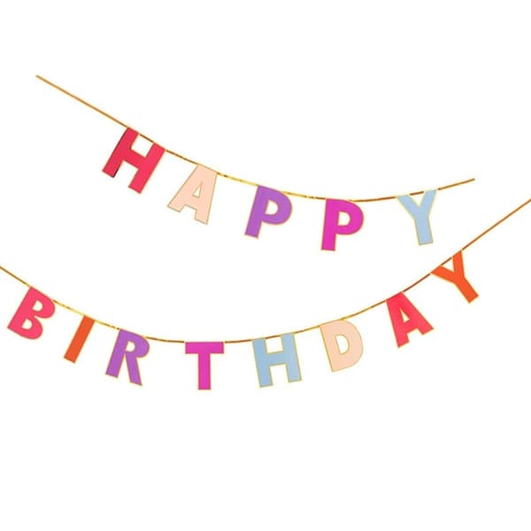 Happy Birthday Girlang Rosa Banner Grattis på Födelsedagen