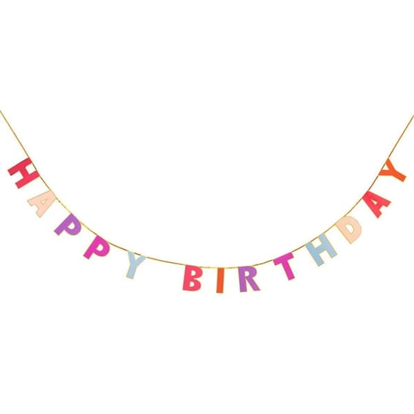 Happy Birthday Girlang Rosa Banner Grattis på Födelsedagen
