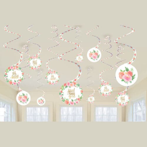 Amscan Floral Baby Shower Hanging Decoration (Pack of 12) Pink/White/Green One Size