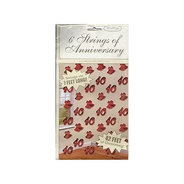 Amscan 40th Anniversary Hanging Decoration (Pack of 6) Red One Size