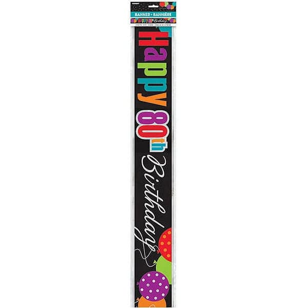 Unique Party Cheer 80th Banner Multicoloured One Size