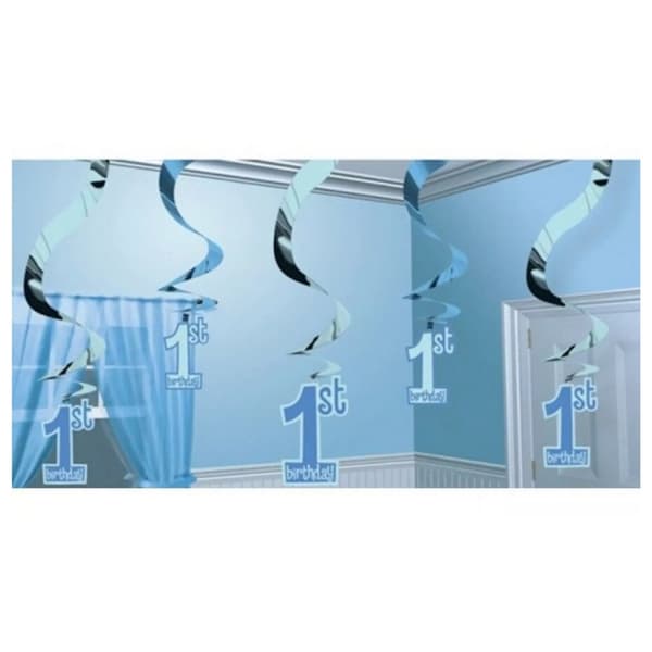 Amscan Swirl 1st Birthday Hanging Decoration Blue One Size