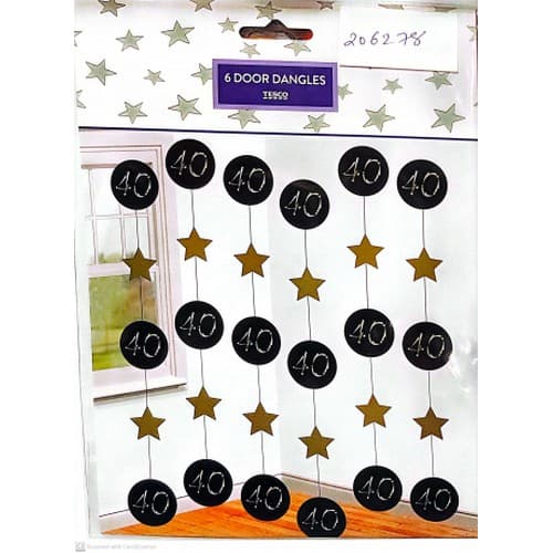 Spot on Gifts 40th Door Curtain Black/Gold/White One Size