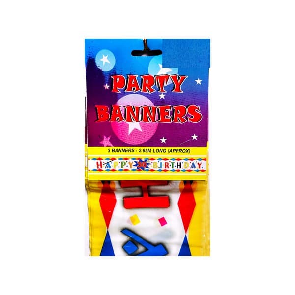 Happy Birthday Banner (Pack of 3) Multicoloured One Size