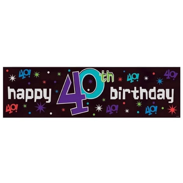 Amscan Repeat Print 40th Birthday Banner Black/Multicoloured One Size
