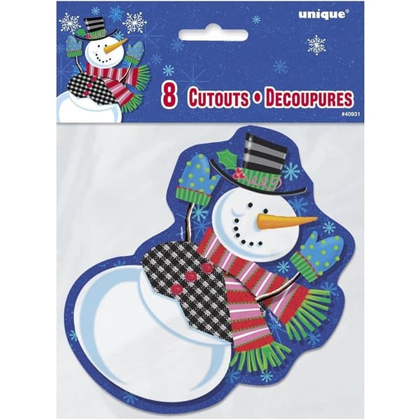 Unique Paper Snowman Holiday Decoration (Pack of 8) Multicoloured One Size
