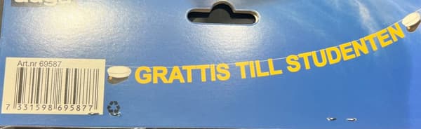 Vimpel Girlang Banér Student Guld 12 cm