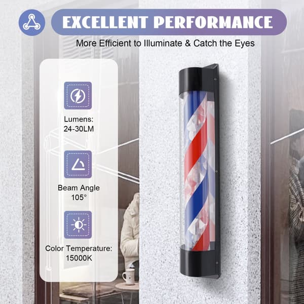 Udendørs Barberstang, Rotationslys, Holdbart Materiale