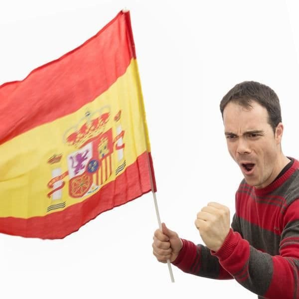 Spansk flagga med pinne - Flagga Spanien supporter