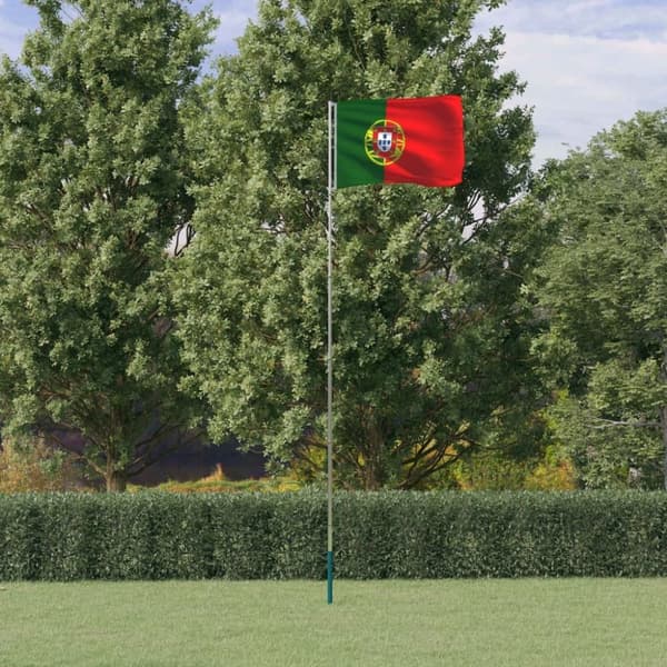 vidaXL Portugal flag og flagstang 5,55 m aluminium