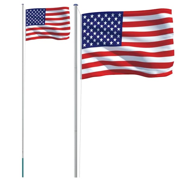 USA flag og flagstang 6,23 m aluminium