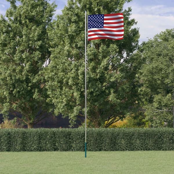 USA flag og flagstang 6,23 m aluminium