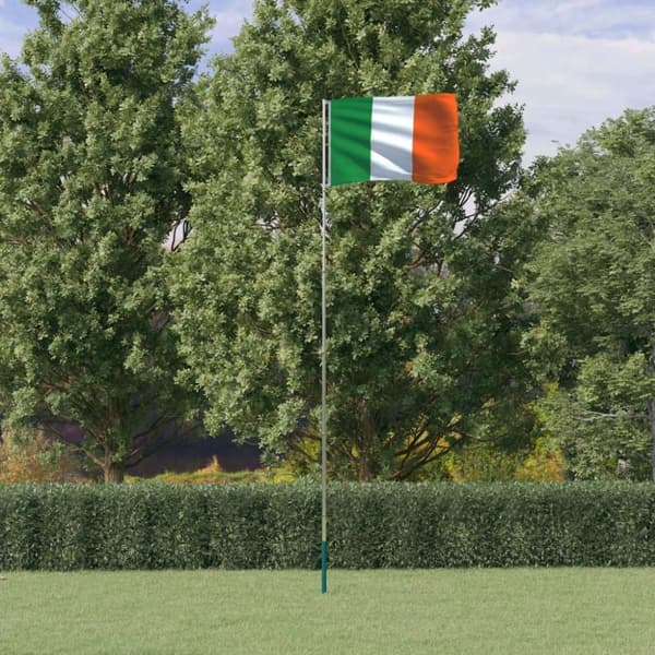 Irland flag og flagstang 5,55 m aluminium